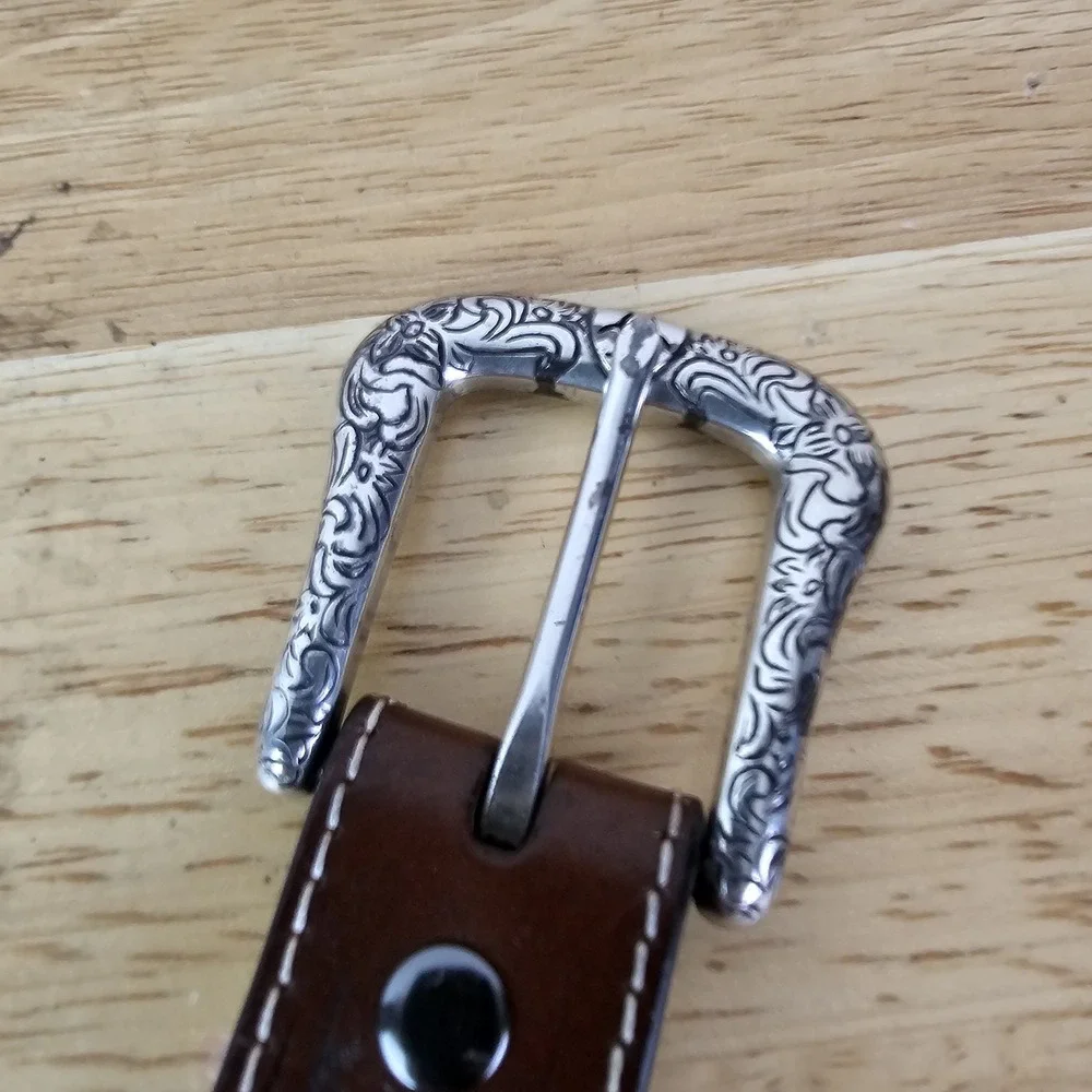 Ariat Kids 22 Belt Brown Leather Studded Silver‎ Buckle Western Cowboy Accessory